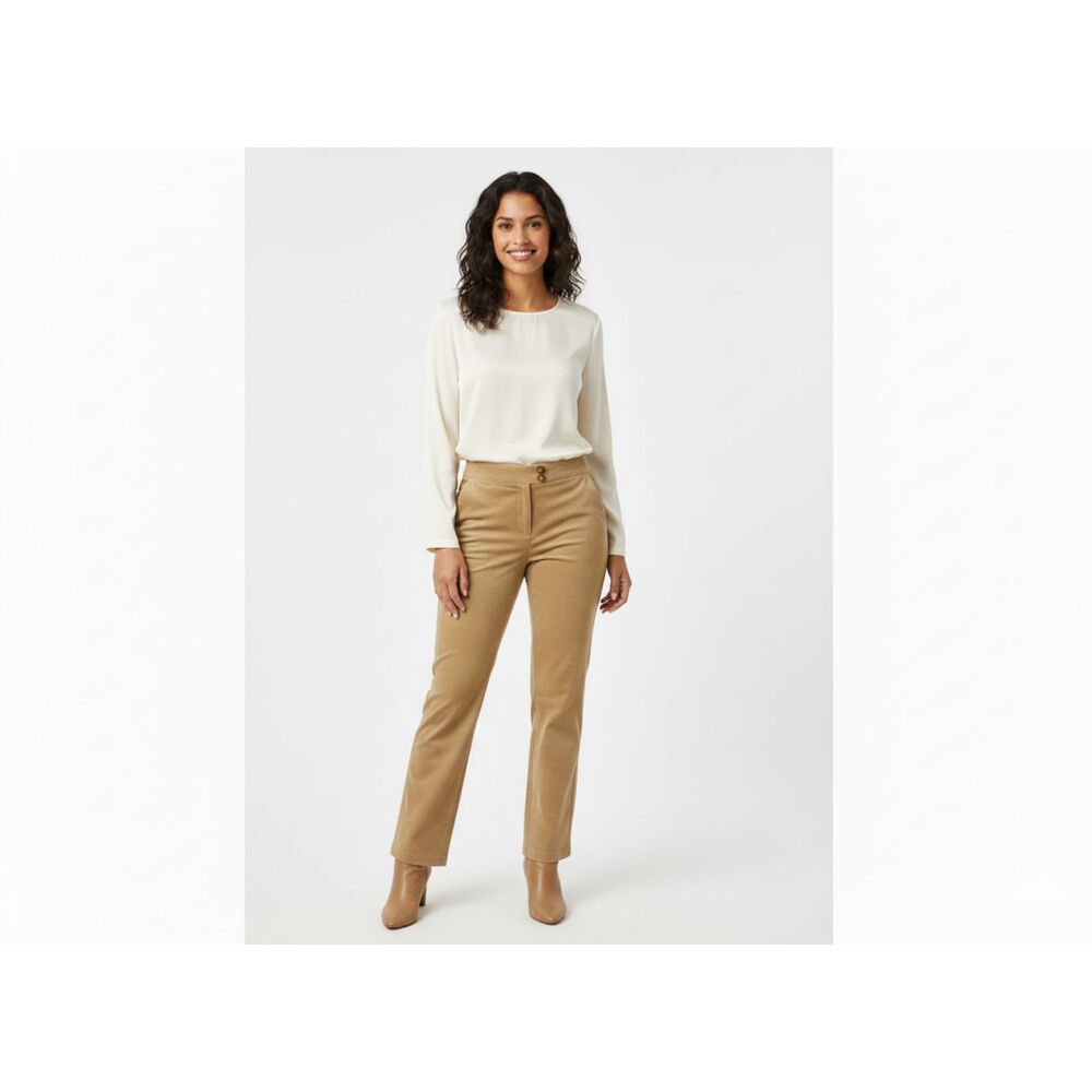 George Me by Mark Eisen Dress Camel Suede Feel Cotton Pants Sz 6